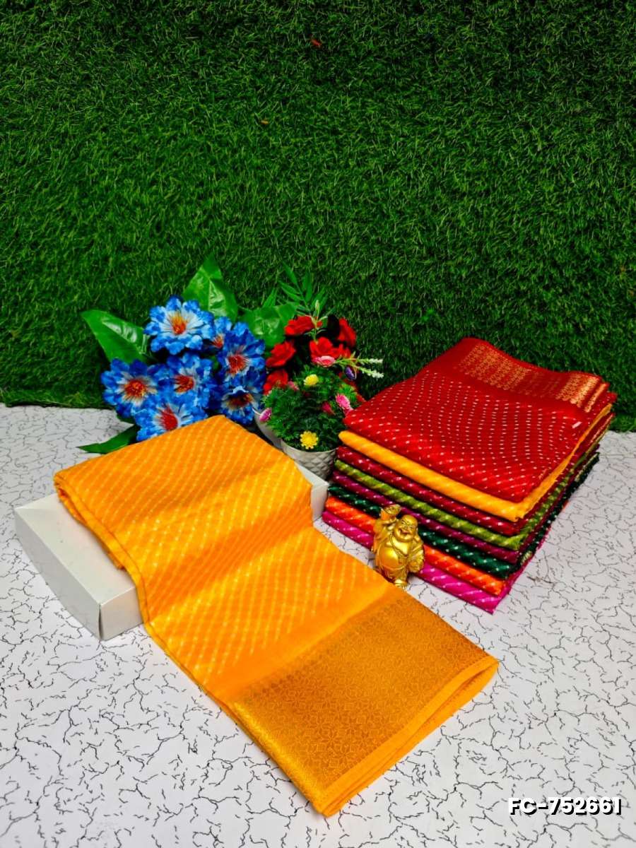 Fancy print office wear cotton sarees all over body cross line dots  design  premium look lightweight comfortable wear - YELLOW COLOR