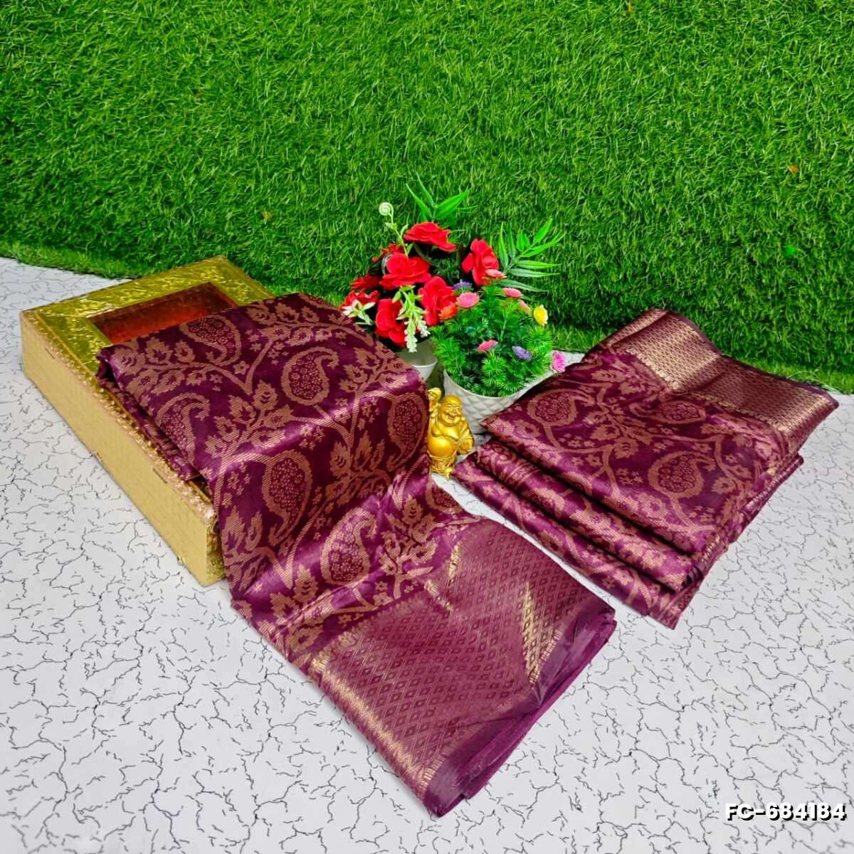 Fancy print office wear cotton sarees all over body mango and leaf pattern design premium look lightweight comfortable wear - WINE COLOUR