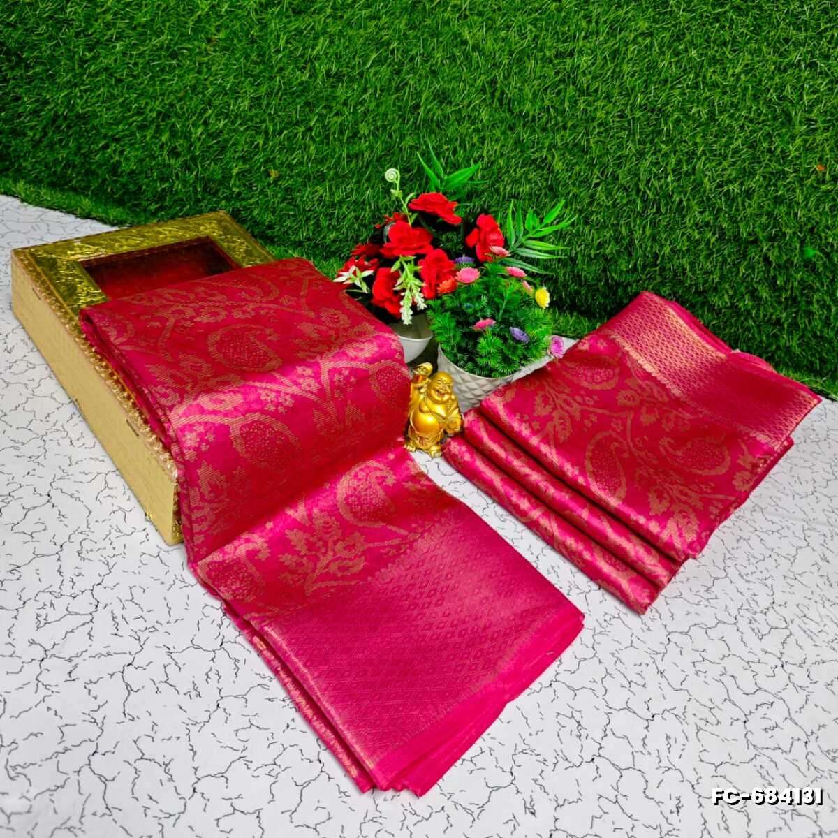 Fancy print office wear cotton sarees all over body mango and leaf pattern design premium look lightweight comfortable wear - DARK PINK