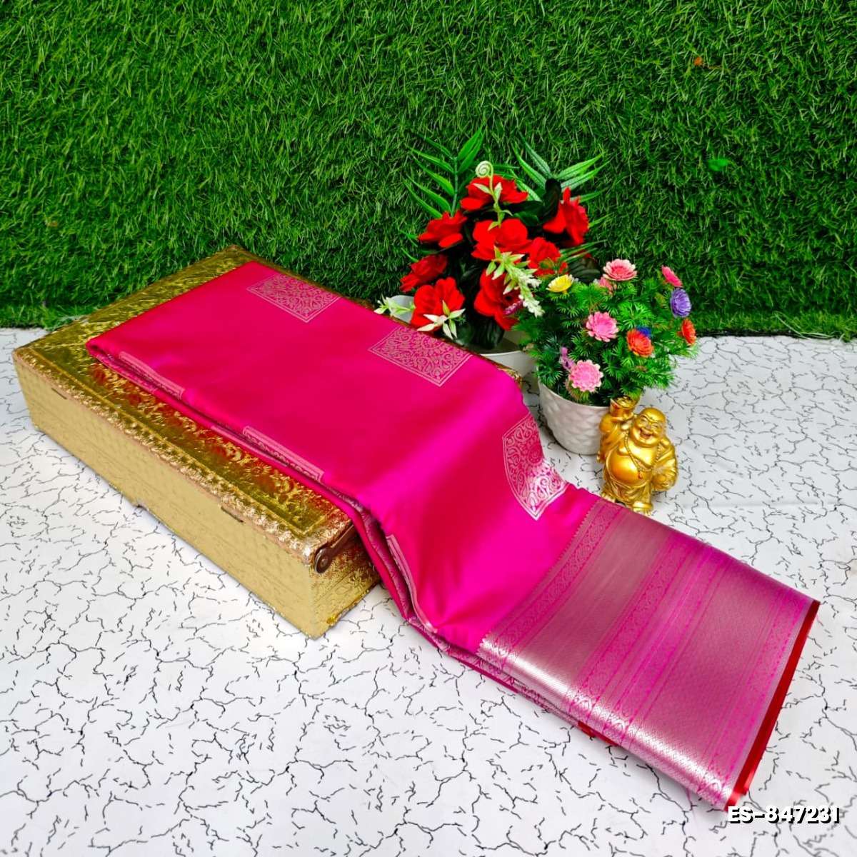 Bridal Silk Gold Silvar And Copper Zari Weave And Wedding Art Silk Sarees - DARK PINK (11)