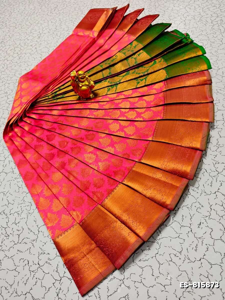 Bridal Silk Gold Silvar And Copper Zari Weave And Wedding Art Silk Sarees - RUBY COLOUR (1)