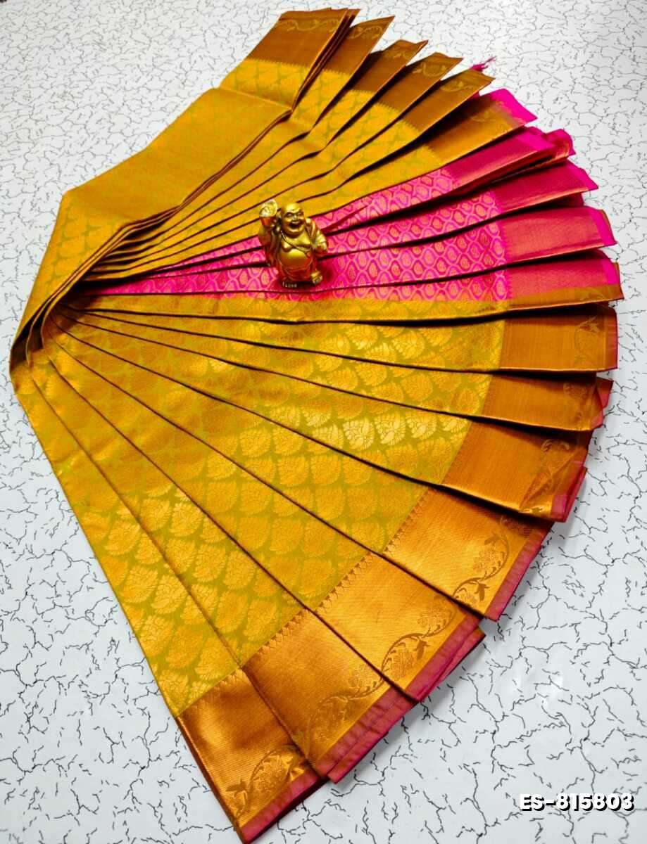 Bridal Silk Gold Silvar And Copper Zari Weave And Wedding Art Silk Sarees - GOLD (4)