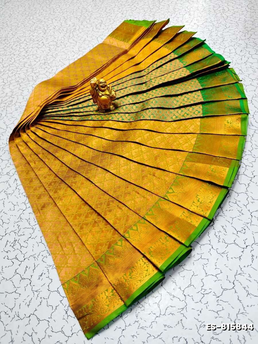 Bridal Silk Gold Silvar And Copper Zari Weave And Wedding Art Silk Sarees - LIGHT YELLOW (4)