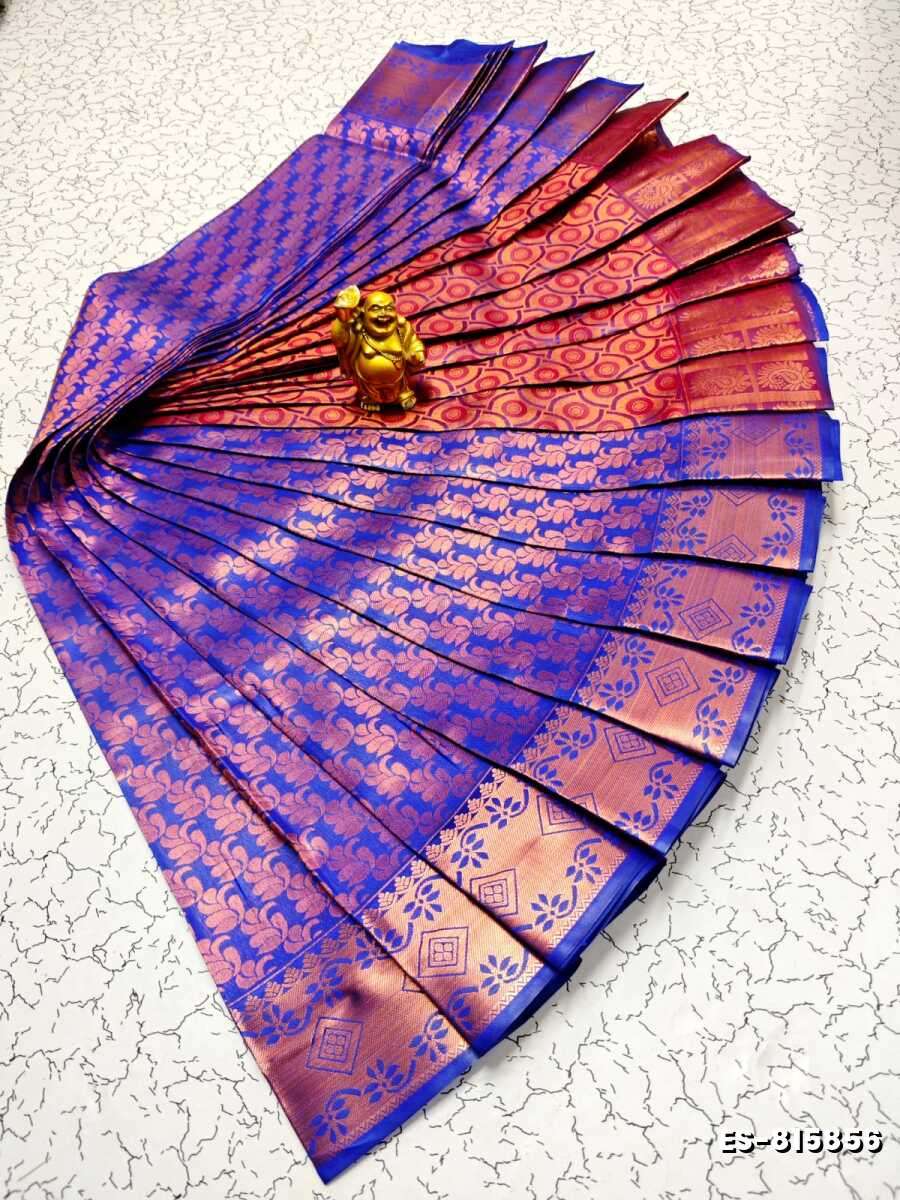 Bridal Silk Gold Silvar And Copper Zari Weave And Wedding Art Silk Sarees - NORMAL  BLUE (5)