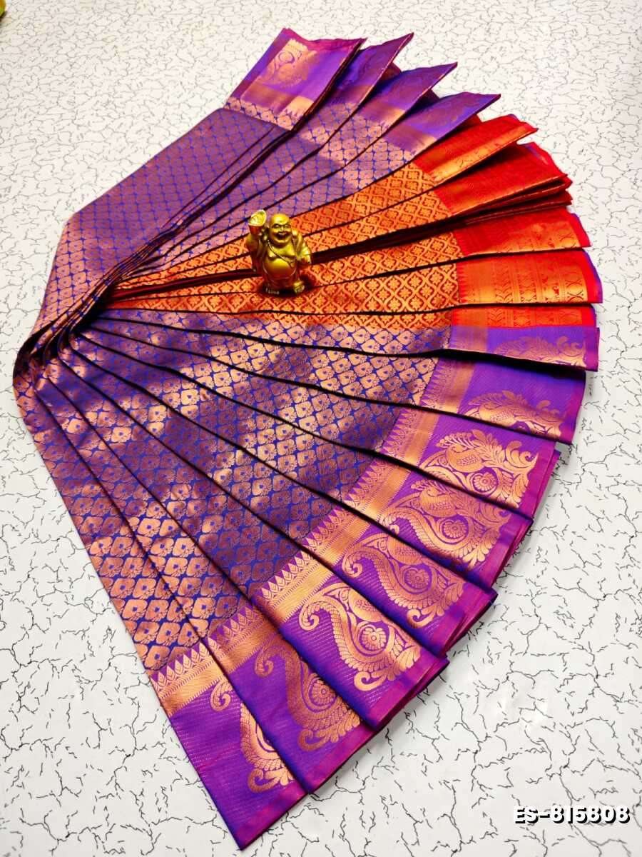 Bridal Silk Gold Silvar And Copper Zari Weave And Wedding Art Silk Sarees - NAVY COLOUR (6)