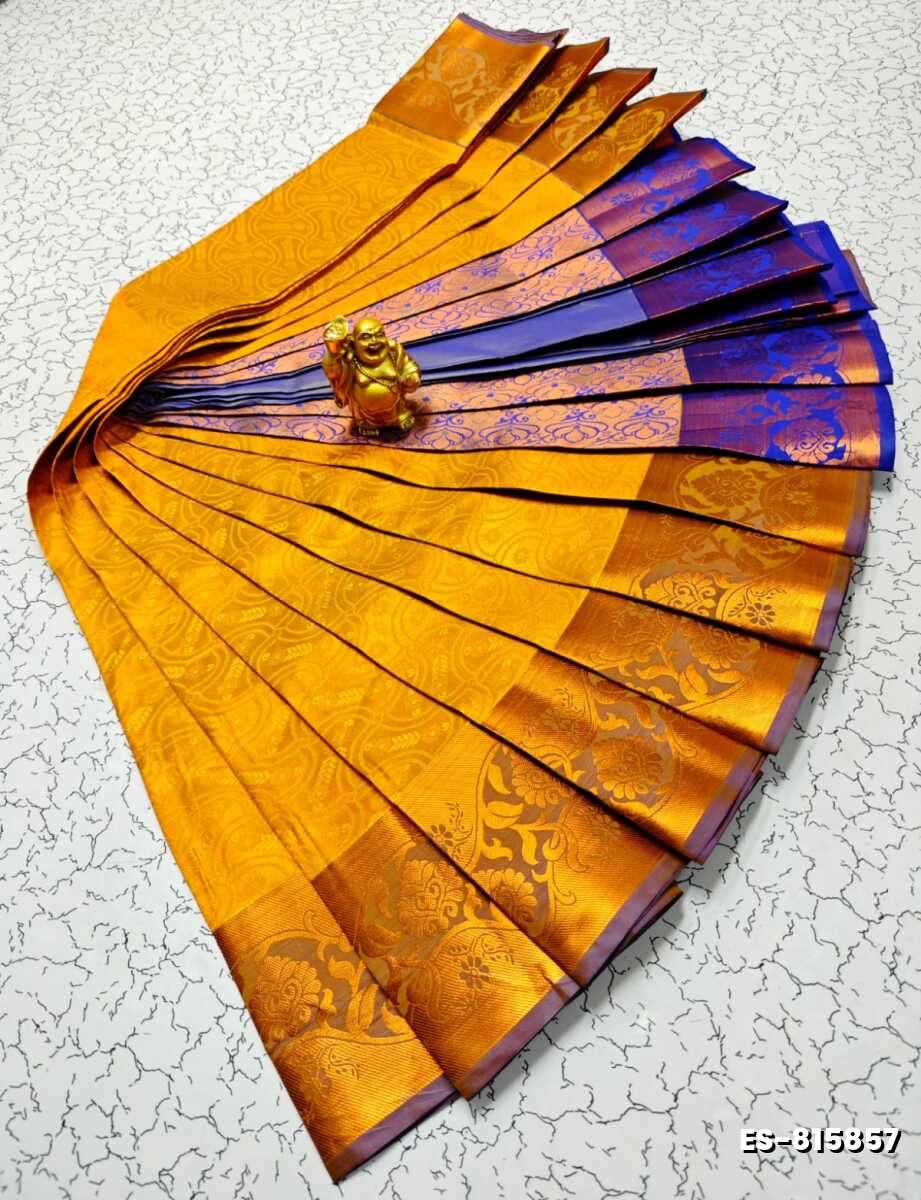 Bridal Silk Gold Silvar And Copper Zari Weave And Wedding Art Silk Sarees - LIGHT ORANGE (6)