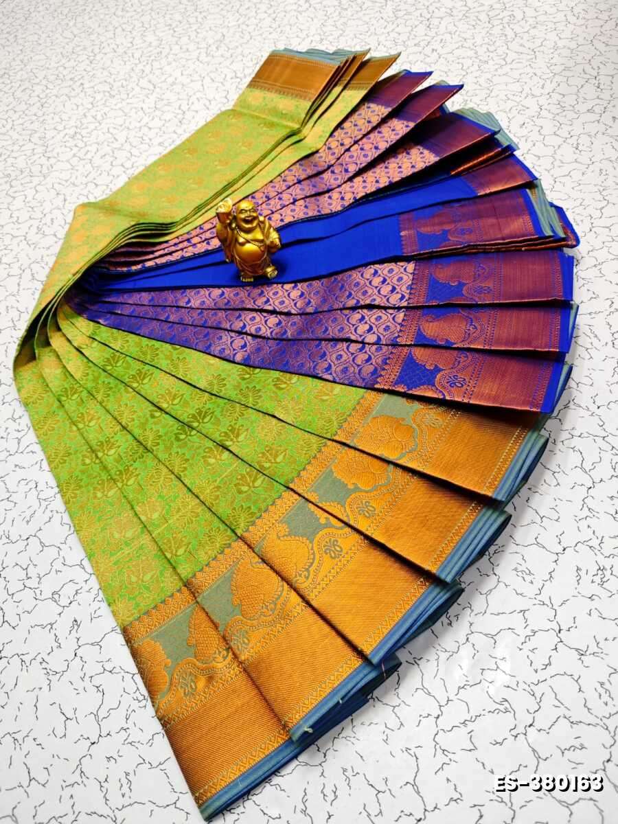 Bridal Silk Gold Silvar And Copper Zari Weave And Wedding Art Silk Sarees - GREEN COLOUR (6)