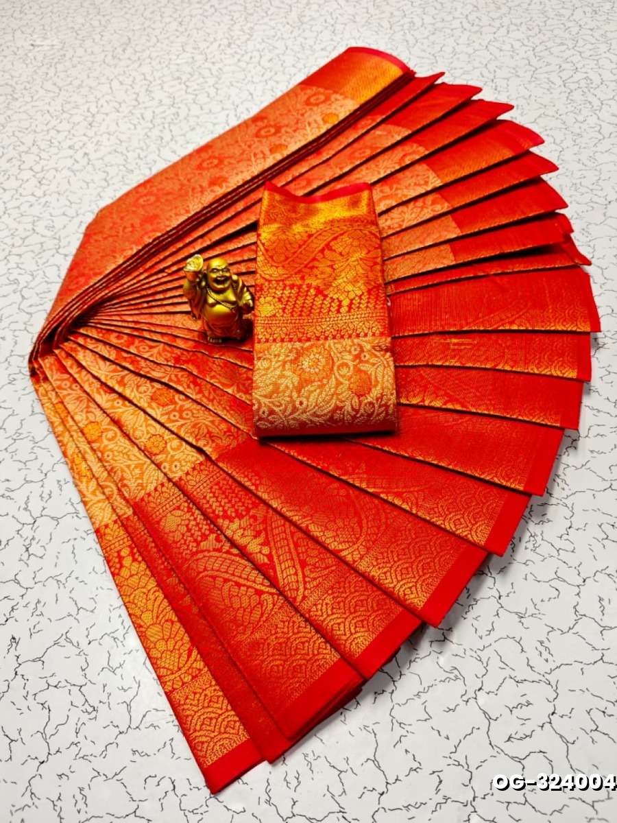 A "one gram gold trending tissue saree" typically refers to a saree made from a lightweight, sheer fabric known as tissue - RED (2)