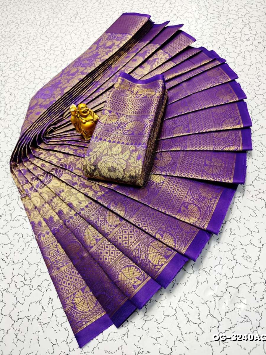 A "one gram gold trending tissue saree" typically refers to a saree made from a lightweight, sheer fabric known as tissue - LAVENDER DARK (2)