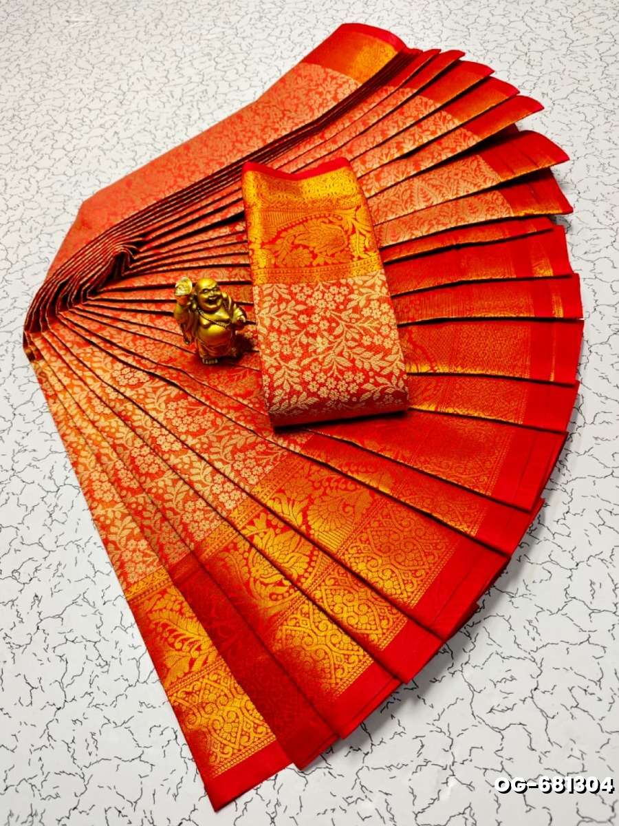 A "one gram gold trending tissue saree" typically refers to a saree made from a lightweight, sheer fabric known as tissue - RED (3)