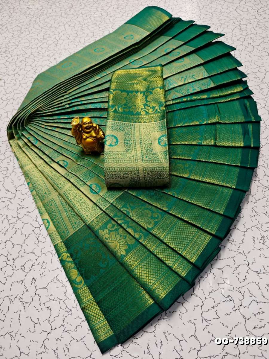 A "one gram gold trending tissue saree" typically refers to a saree made from a lightweight, sheer fabric known as tissue - NORMAL GREEN (2)