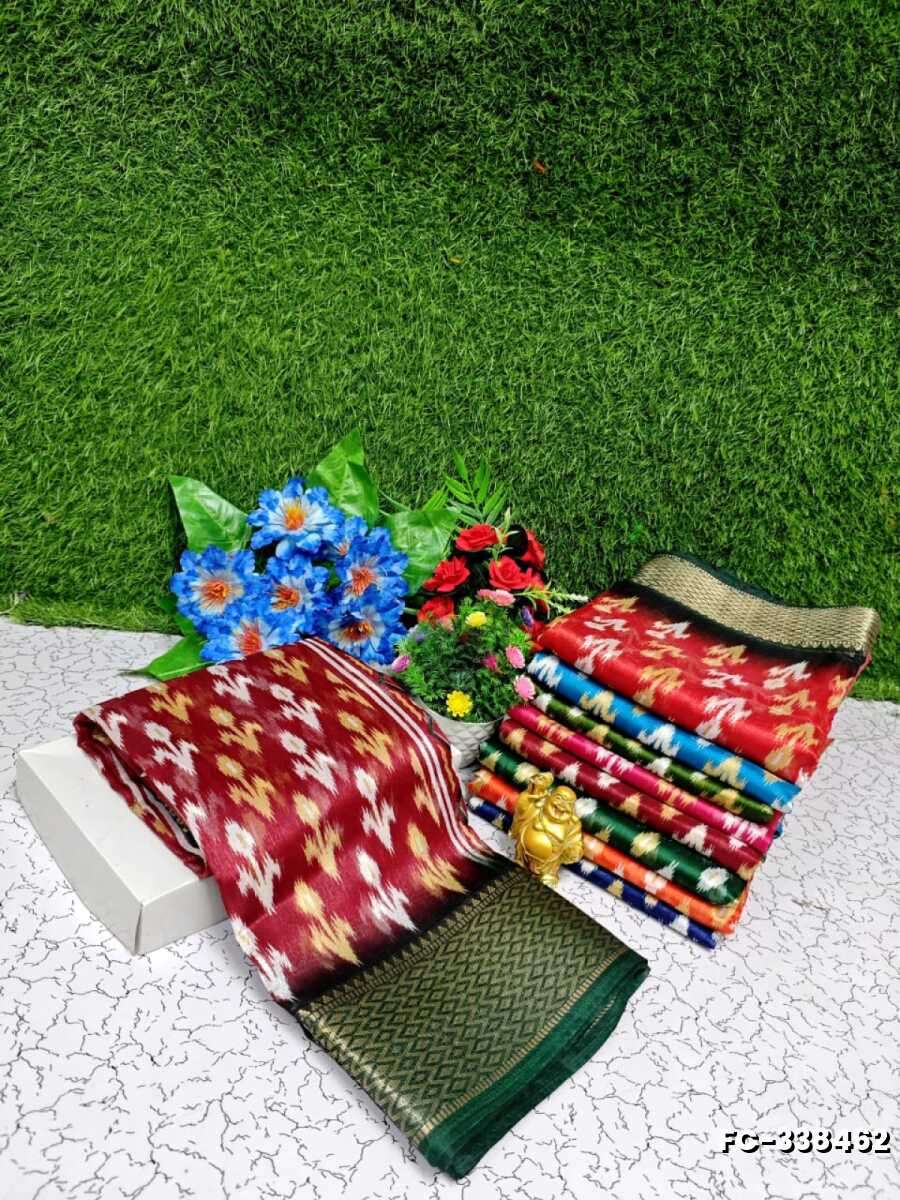 Fancy print office wear cotton sarees all over body mango and leaf pattern design premium look lightweight comfortable wear - MAROON COLOR