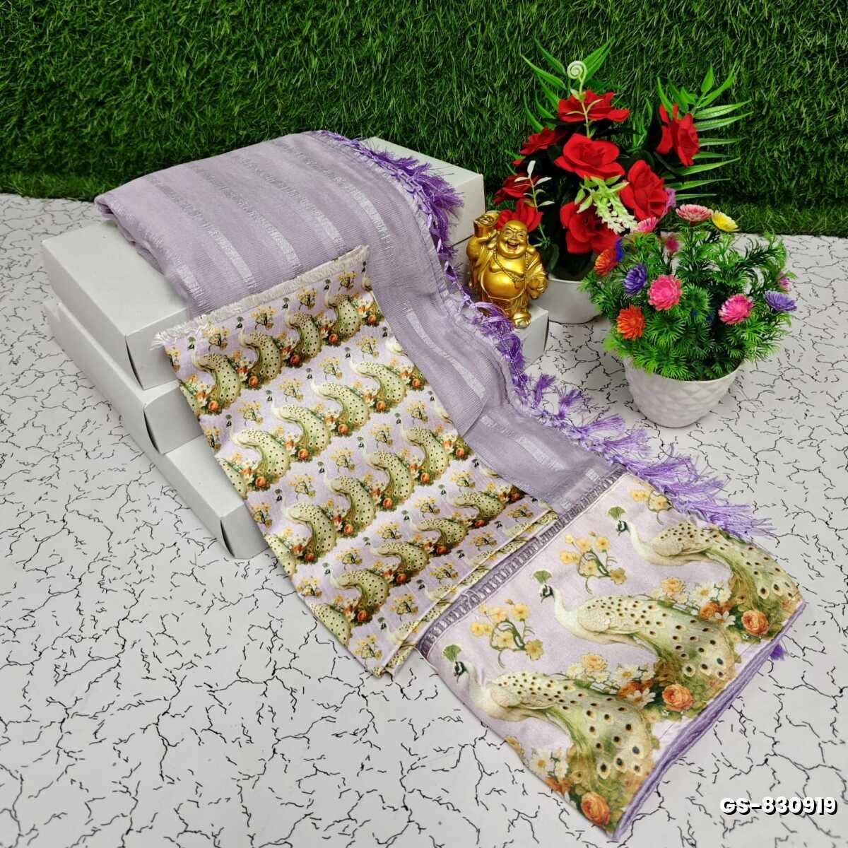 GEORGETTE FANCY SOFT SILK SAREES WITH BLOUSE  PEACOCK DESIGN MODERN FANCY ITEM SAREES - LEVENDOR