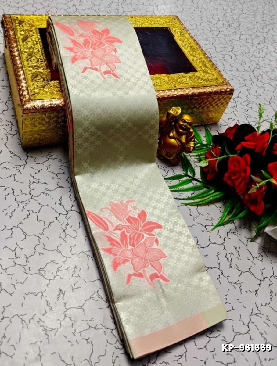 Kubera borderless elite bridal rapier fancy light weight silk type sarees function wear - BEIGE COLOUR