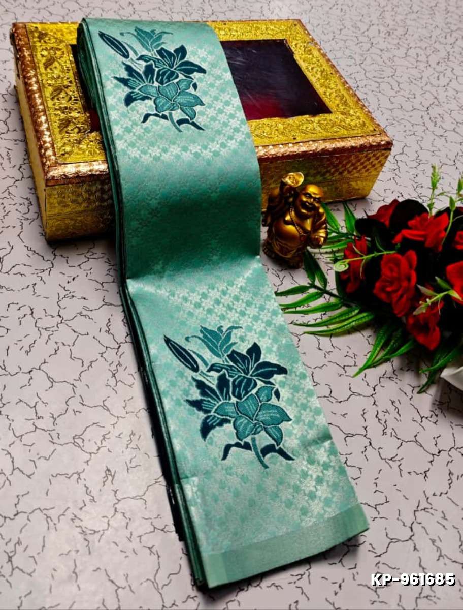 Kubera borderless elite bridal rapier fancy light weight silk type sarees function wear- BLUE SHADE