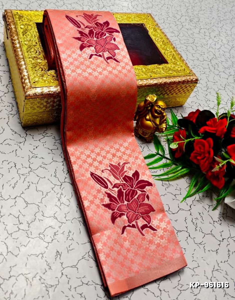 Kubera borderless elite bridal rapier fancy light weight silk type sarees function wear - ORANGE