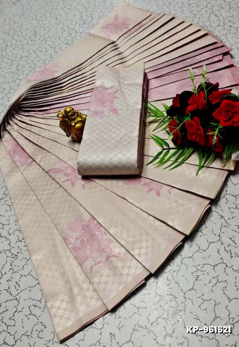 Kubera borderless elite bridal rapier fancy light weight silk type sarees function wear - BABY PINK