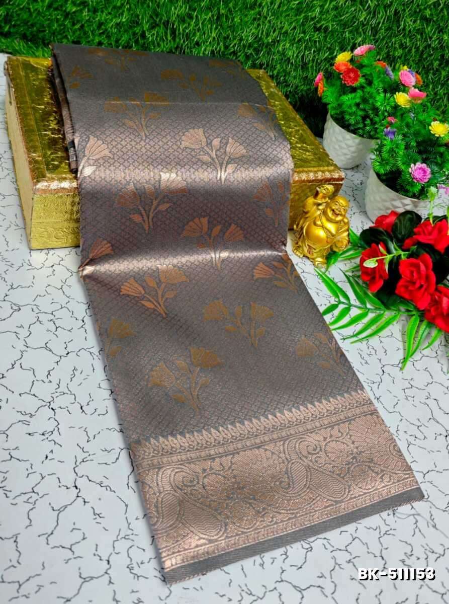 Banaras with our Banarasi Cotton fabric — a beautiful fusion of classic artistry and breathable comfort wear saree - BROWN