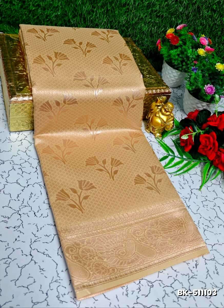 Banaras with our Banarasi Cotton fabric — a beautiful fusion of classic artistry and breathable comfort wear saree - GOLD (1)
