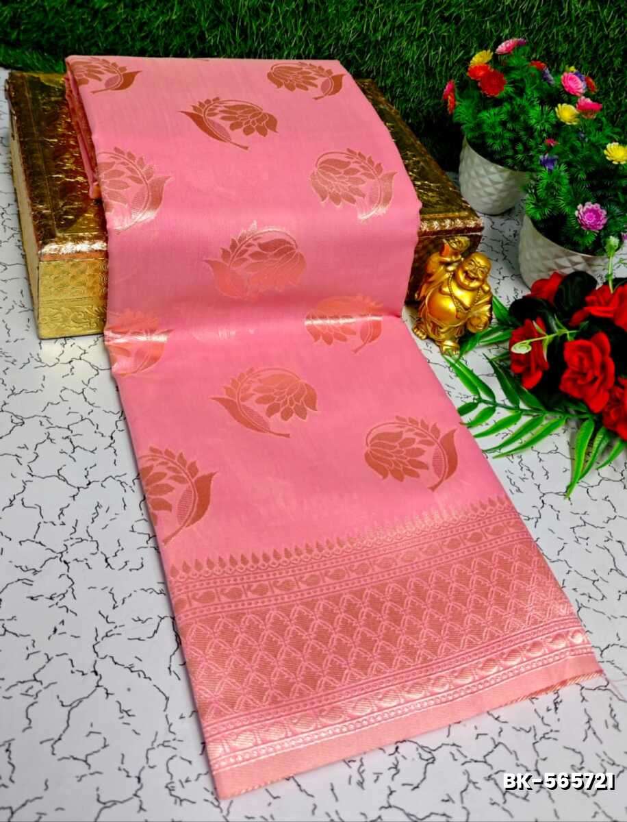 Banaras with our Banarasi Cotton fabric — a beautiful fusion of classic artistry and breathable comfort wear saree - BABY PINK (3)