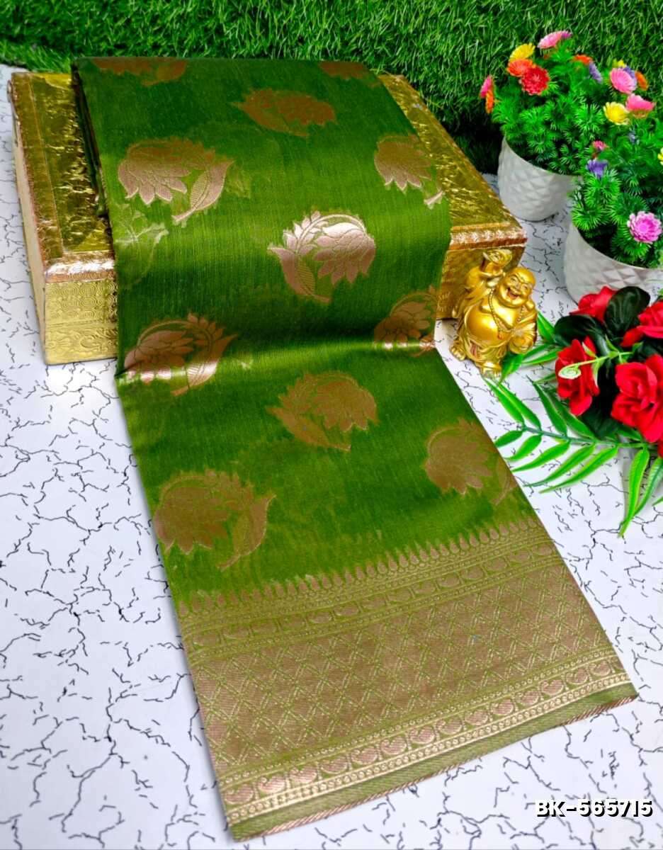 Banaras with our Banarasi Cotton fabric — a beautiful fusion of classic artistry and breathable comfort wear saree - GREEN (2)