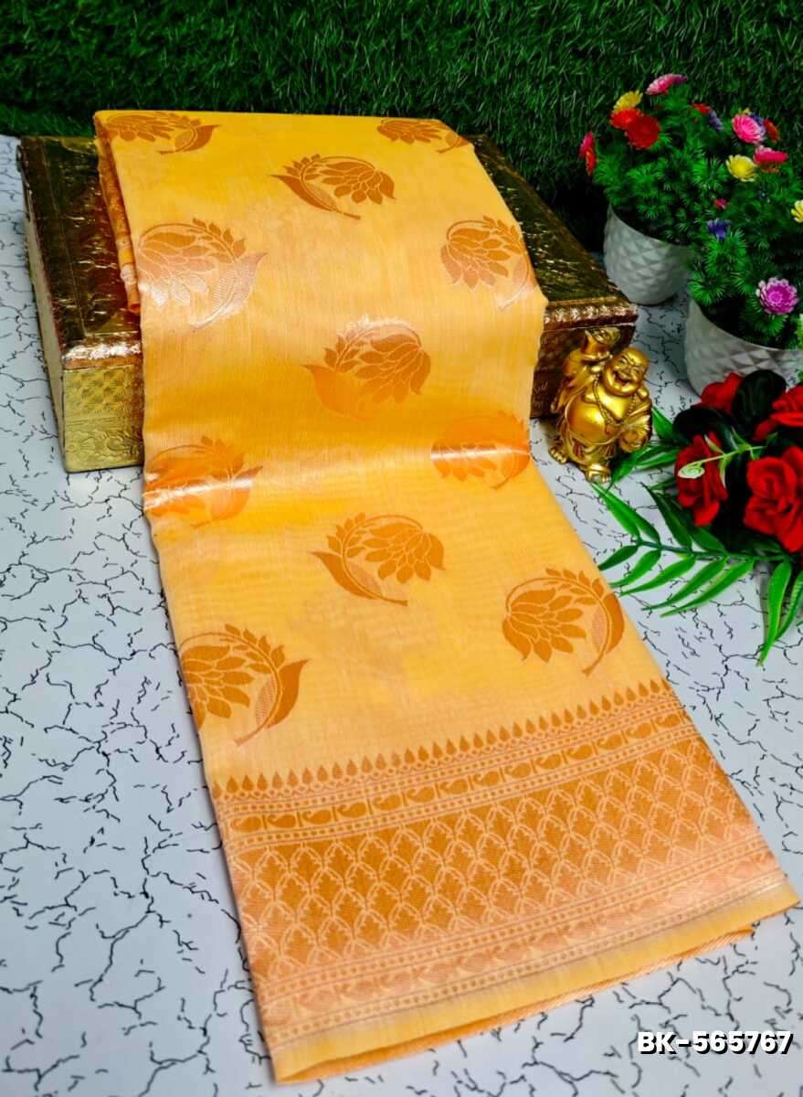 Banaras with our Banarasi Cotton fabric — a beautiful fusion of classic artistry and breathable comfort wear saree - GOLD COLOUR (2)