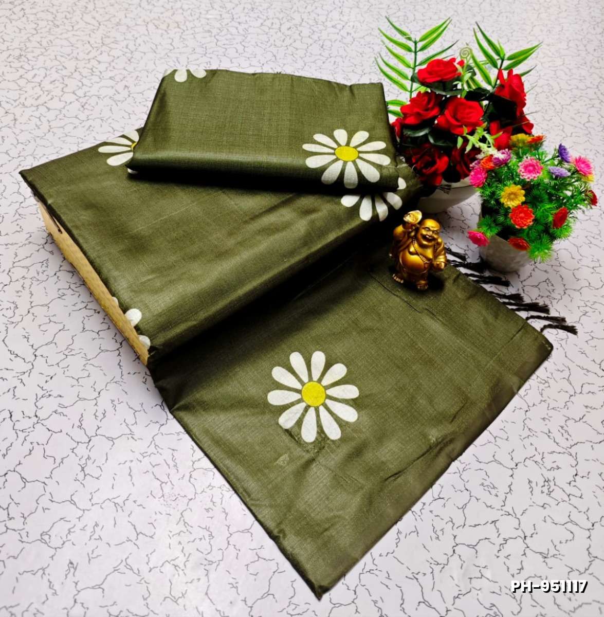 Elegant Pashmina Cotton Saree – Trending Collection - OLIVE GREEN