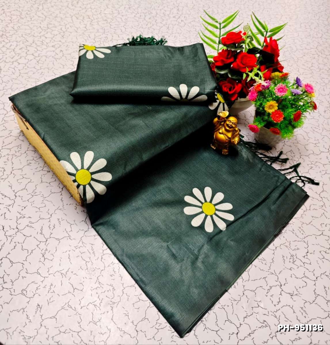 Elegant Pashmina Cotton Saree – Trending Collection - BOTTLE GREEN