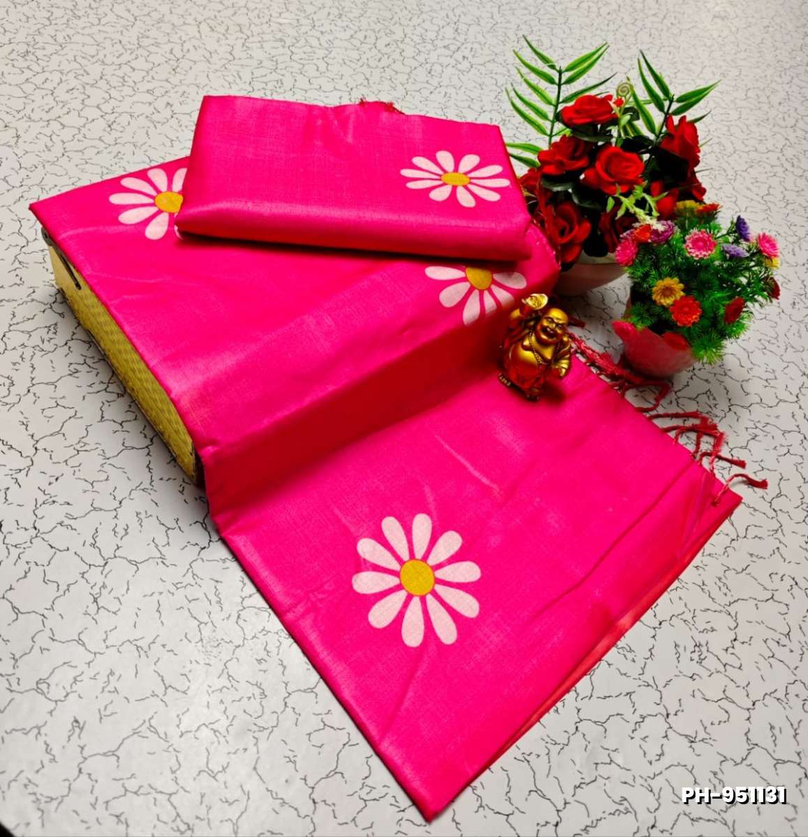 Elegant Pashmina Cotton Saree – Trending Collection - DARK PINK