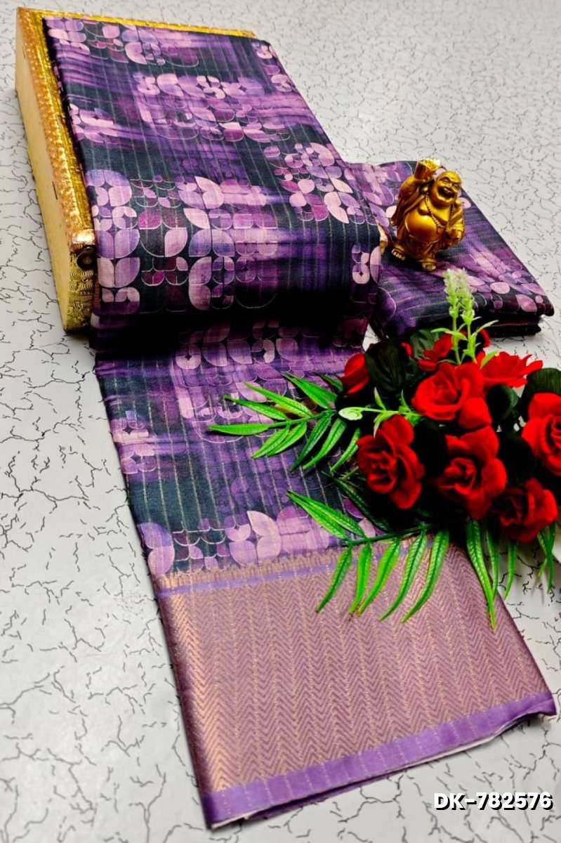 Digital printing dola silk cotton sarees - PLUM COLOUR