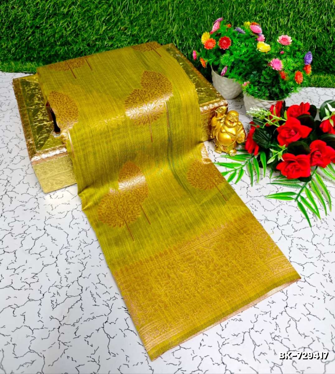 Banaras with our Banarasi Cotton fabric — a beautiful fusion of classic artistry and breathable comfort wear saree - OLIVE GREEN (2)