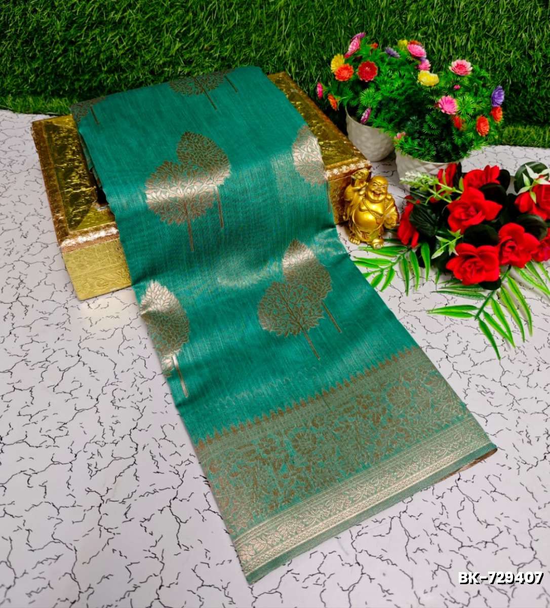 Banaras with our Banarasi Cotton fabric — a beautiful fusion of classic artistry and breathable comfort wear saree - TEAL COLOUR (3)
