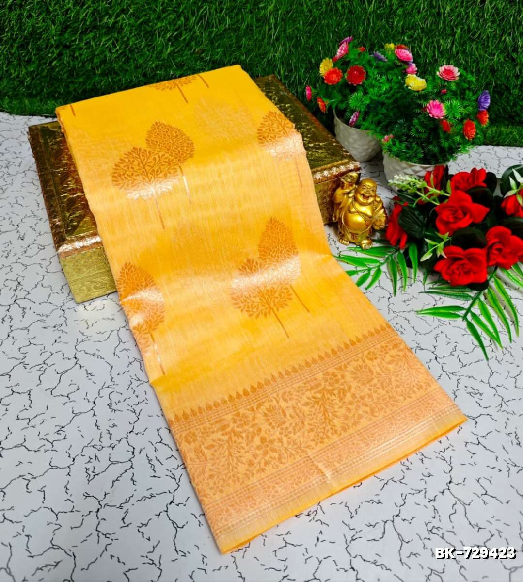 Banaras with our Banarasi Cotton fabric — a beautiful fusion of classic artistry and breathable comfort wear saree - LIGHT SANDLE
