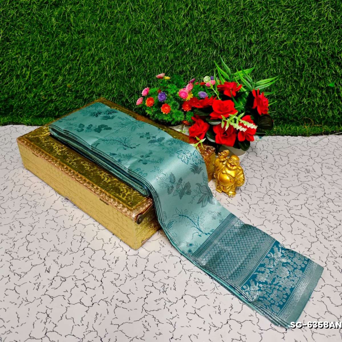 Premium kubera pattu saree rapier fancy  light weight silk type sarees function wear - TEAL