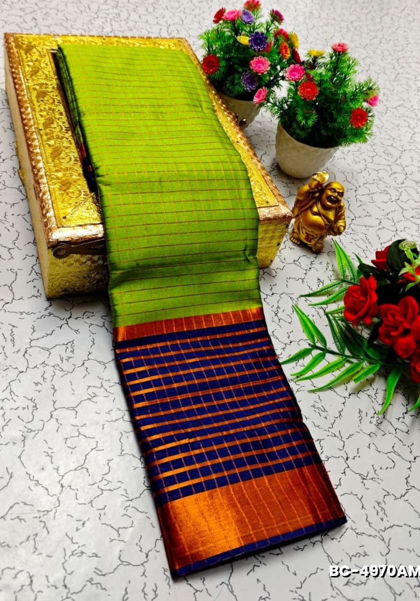 Beauty checked soft silk rich look design soft material function and party wear - LEMON GREEN