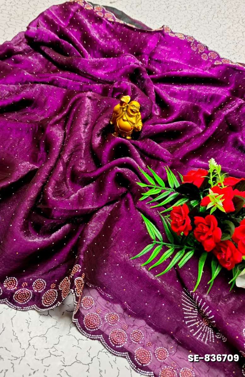 Celestial grace: space silk saree  modern fancy item sarees - PURPLE COLOUR
