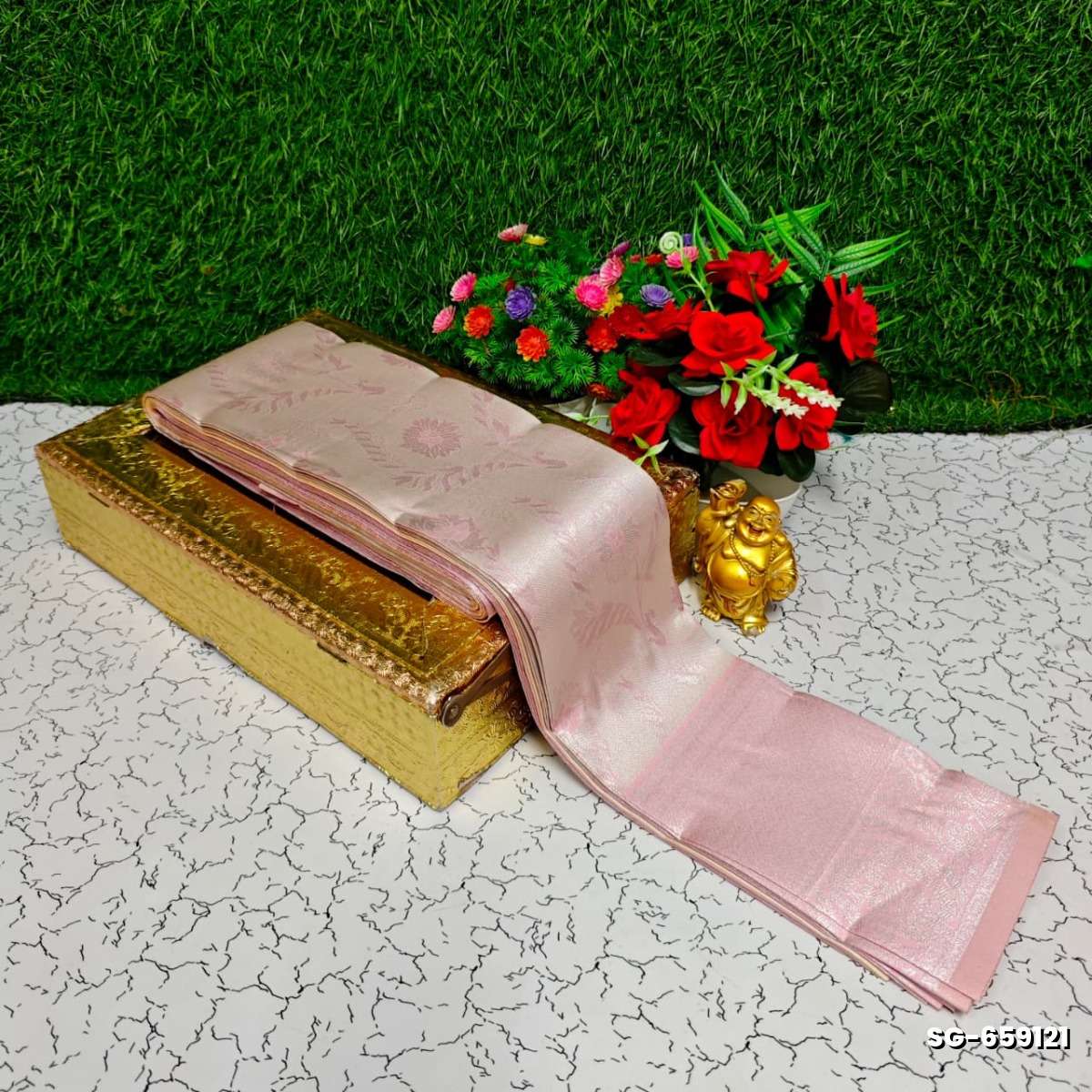 Premium kubera pattu saree rapier fancy  light weight silk type sarees function wear - BABY PINK (1)