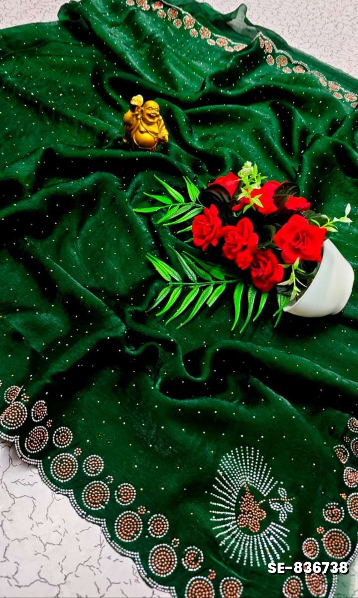 Celestial grace: space silk saree  modern fancy item sarees - DARK GREEN