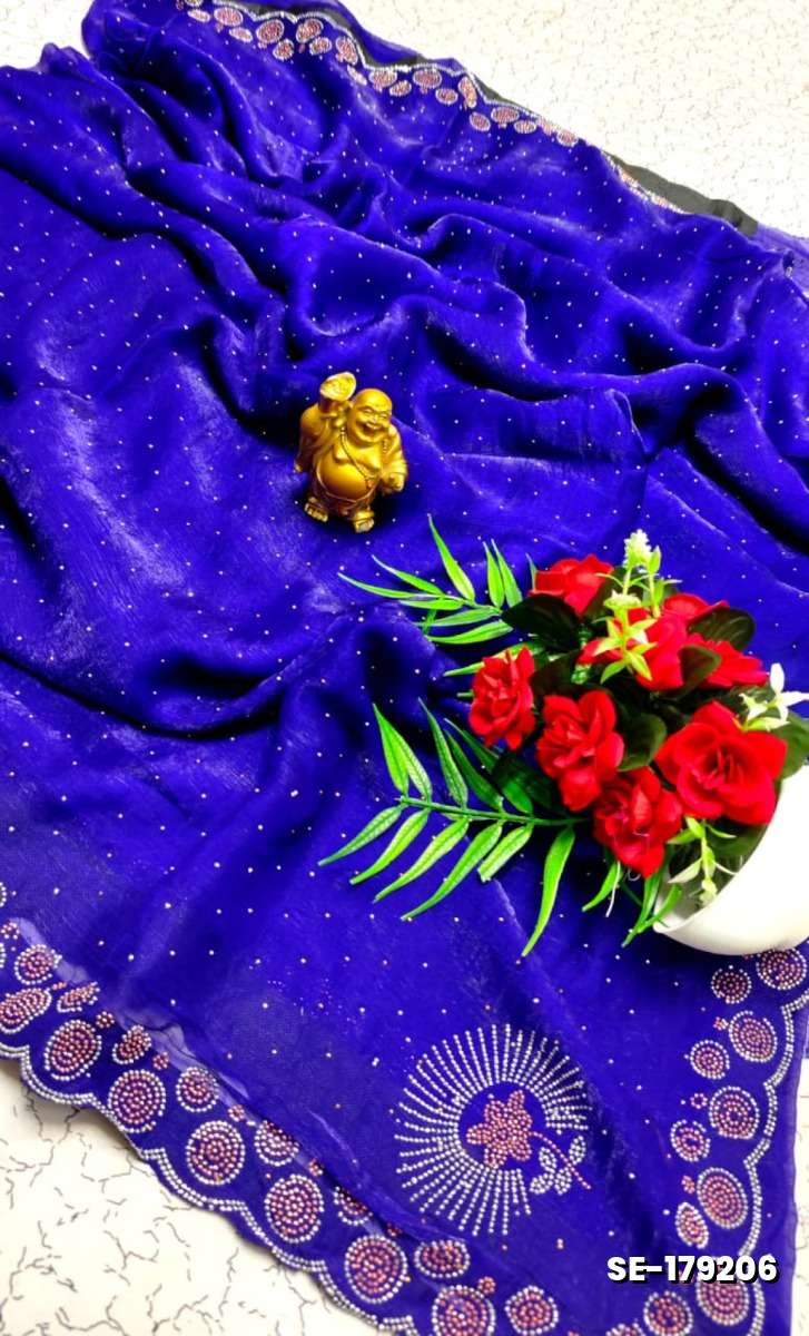 Celestial grace: space silk saree  modern fancy item sarees - ROYAL BLUE