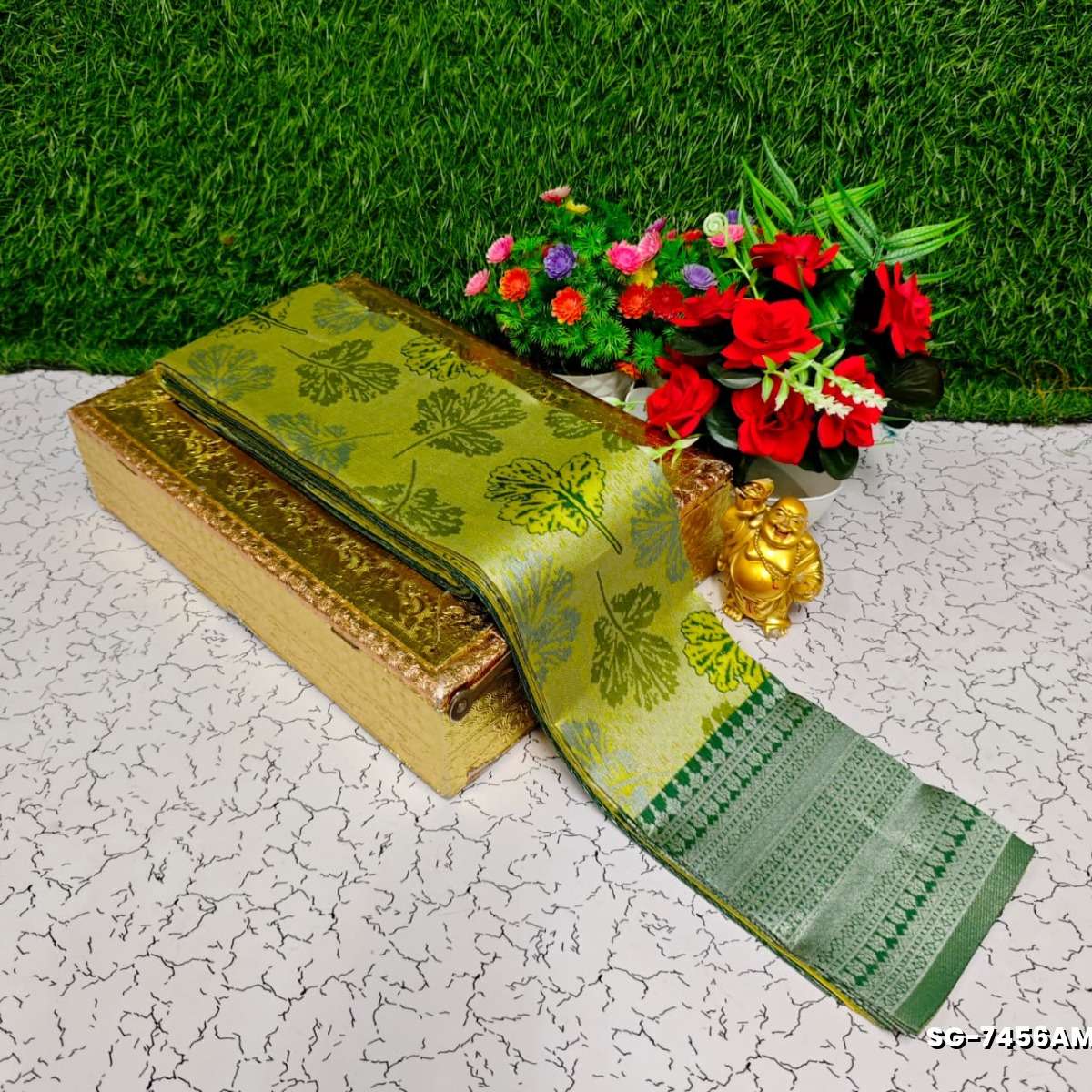 Premium kubera pattu saree rapier fancy  light weight silk type sarees function wear - LEMON GREEN (1)