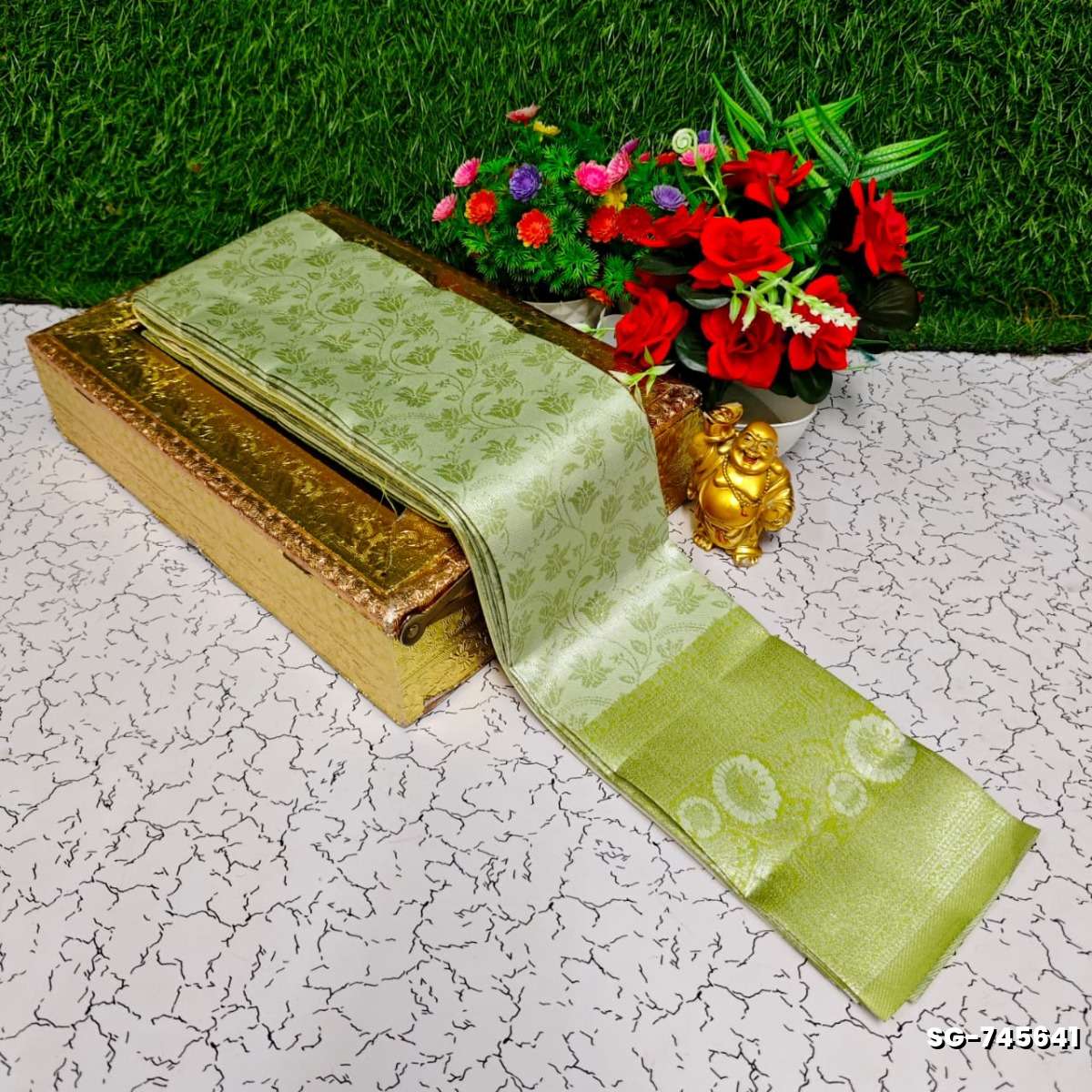 Premium kubera pattu saree rapier fancy  light weight silk type sarees function wear - LIGHT GREEN