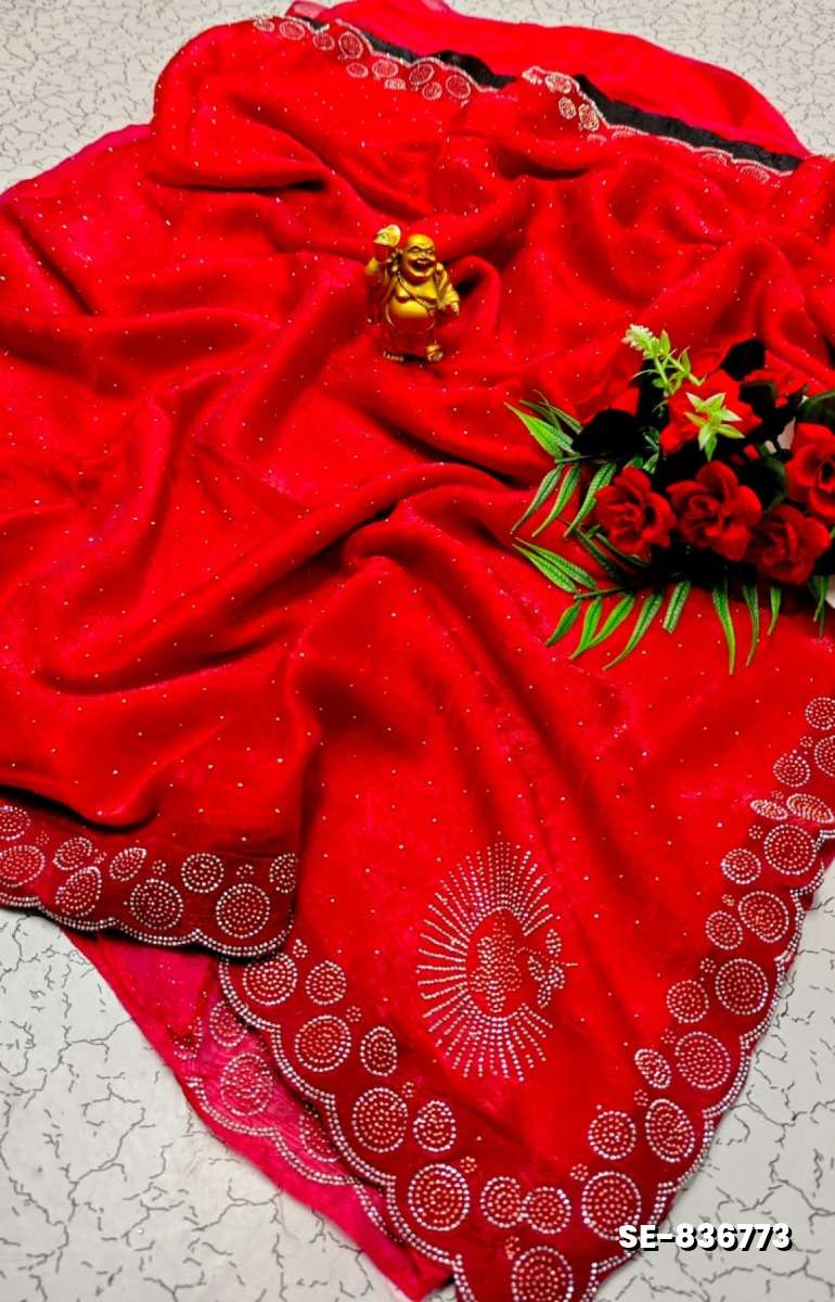 Celestial grace: space silk saree  modern fancy item sarees - RUBY COLOUR