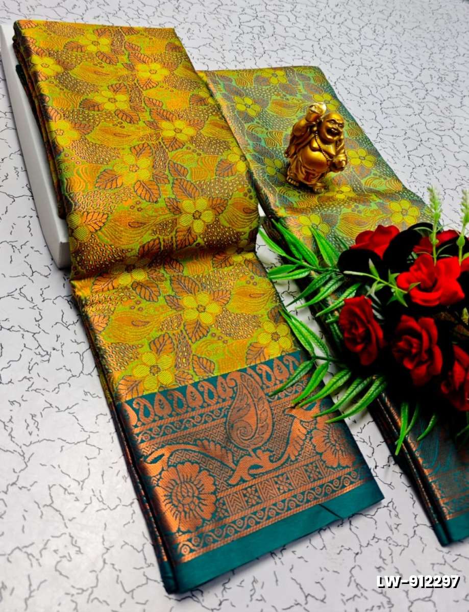 Wedding luxury silk saree with premium zari design || wedding sarees collection - LEMON YELLOW