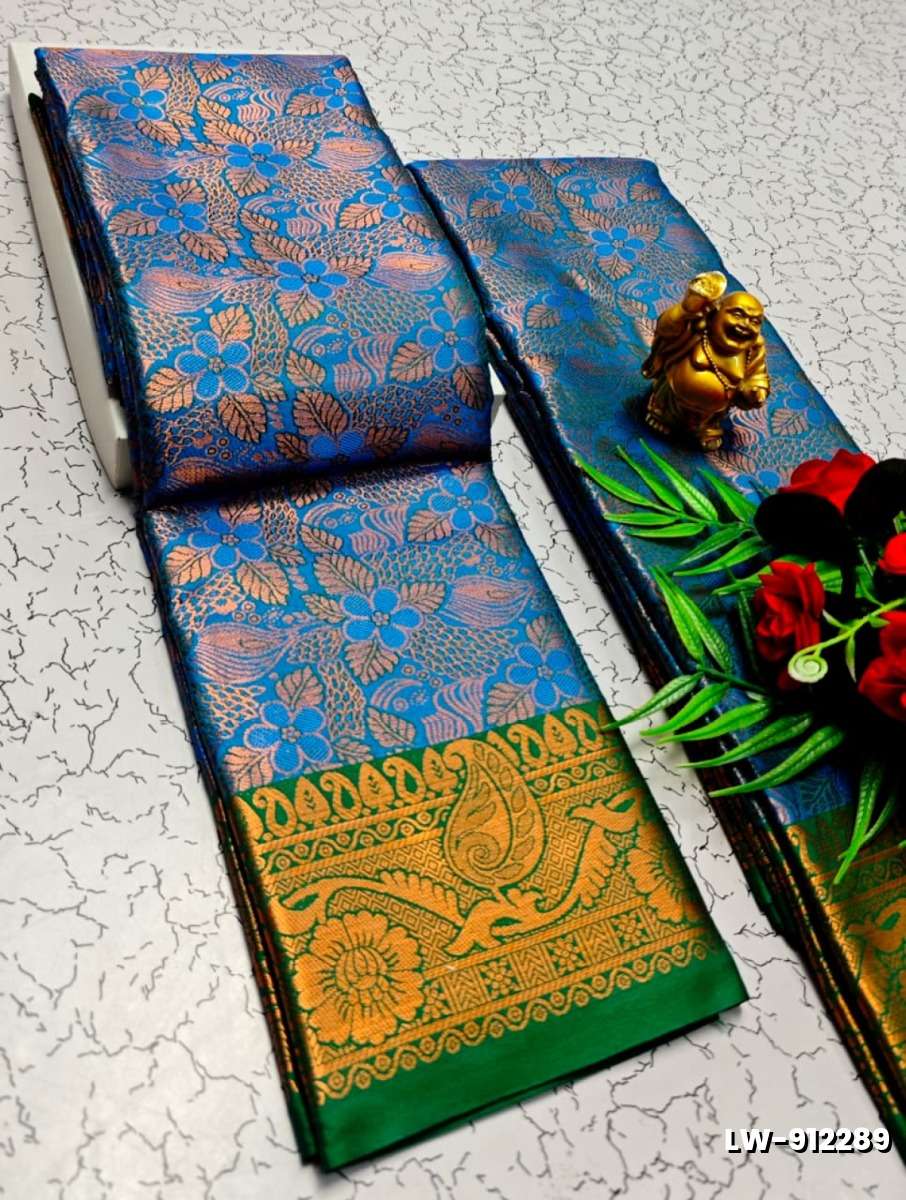 Wedding luxury silk saree with premium zari design || wedding sarees collection - BLUE COLOUR
