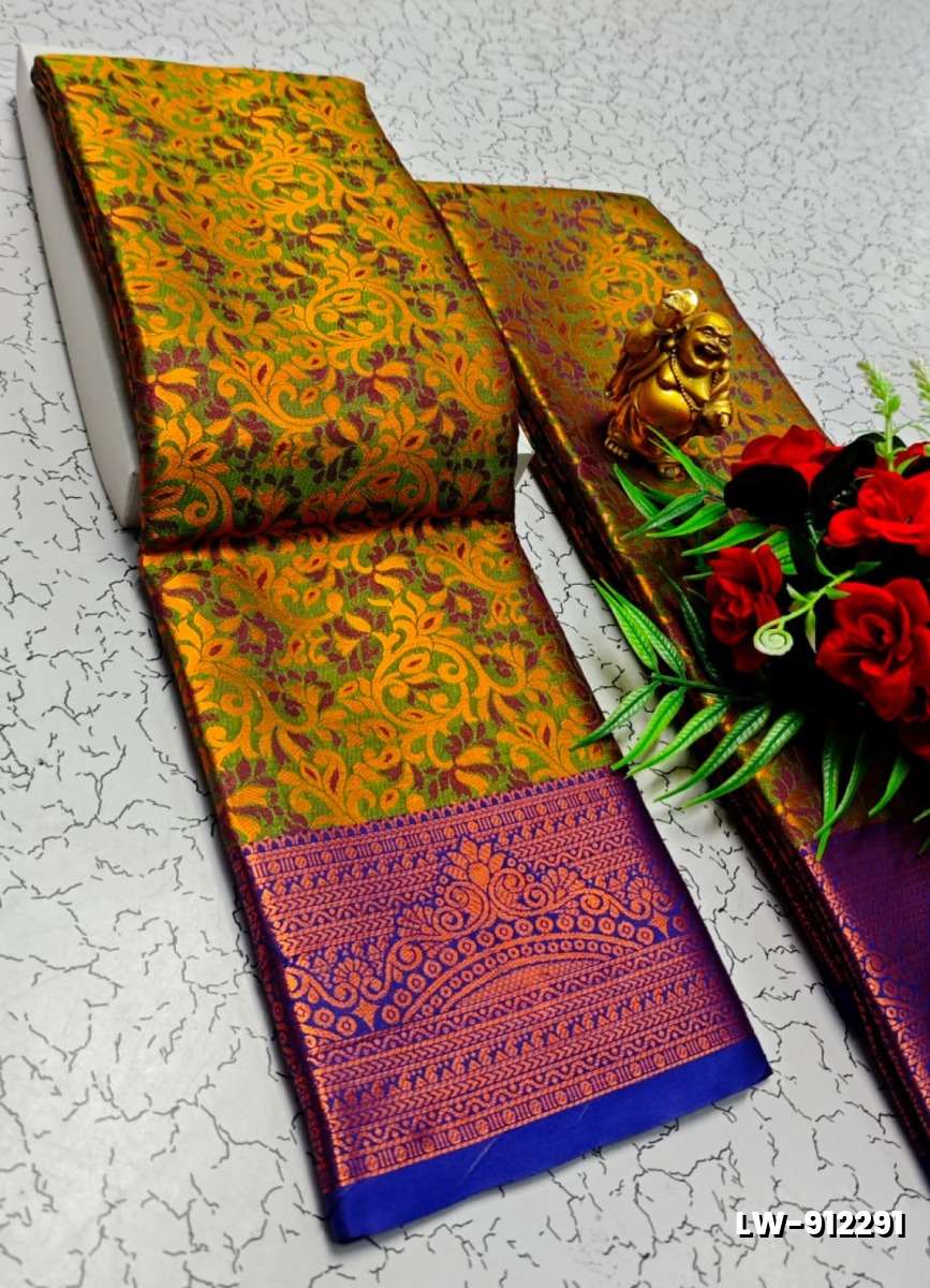 Wedding luxury silk saree with premium zari design || wedding sarees collection - LIGHT OLIVE