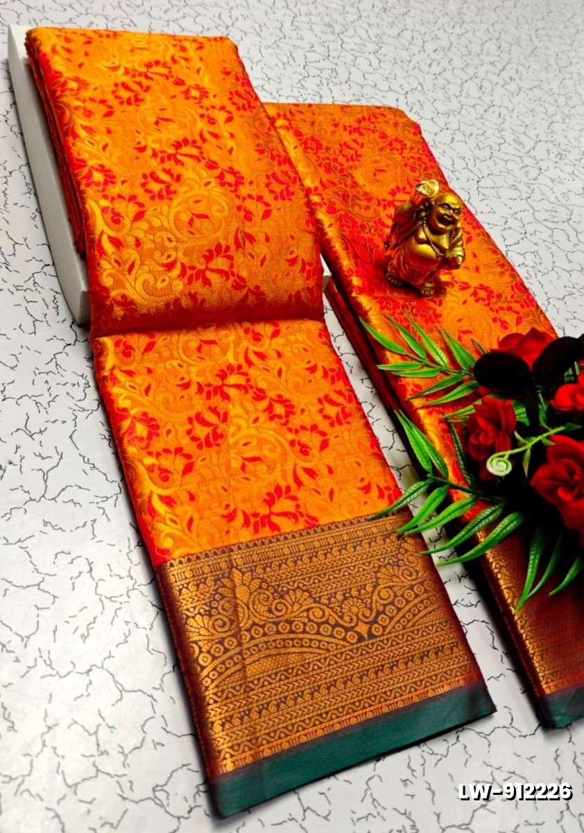 Wedding luxury silk saree with premium zari design || wedding sarees collection - ORANGE N