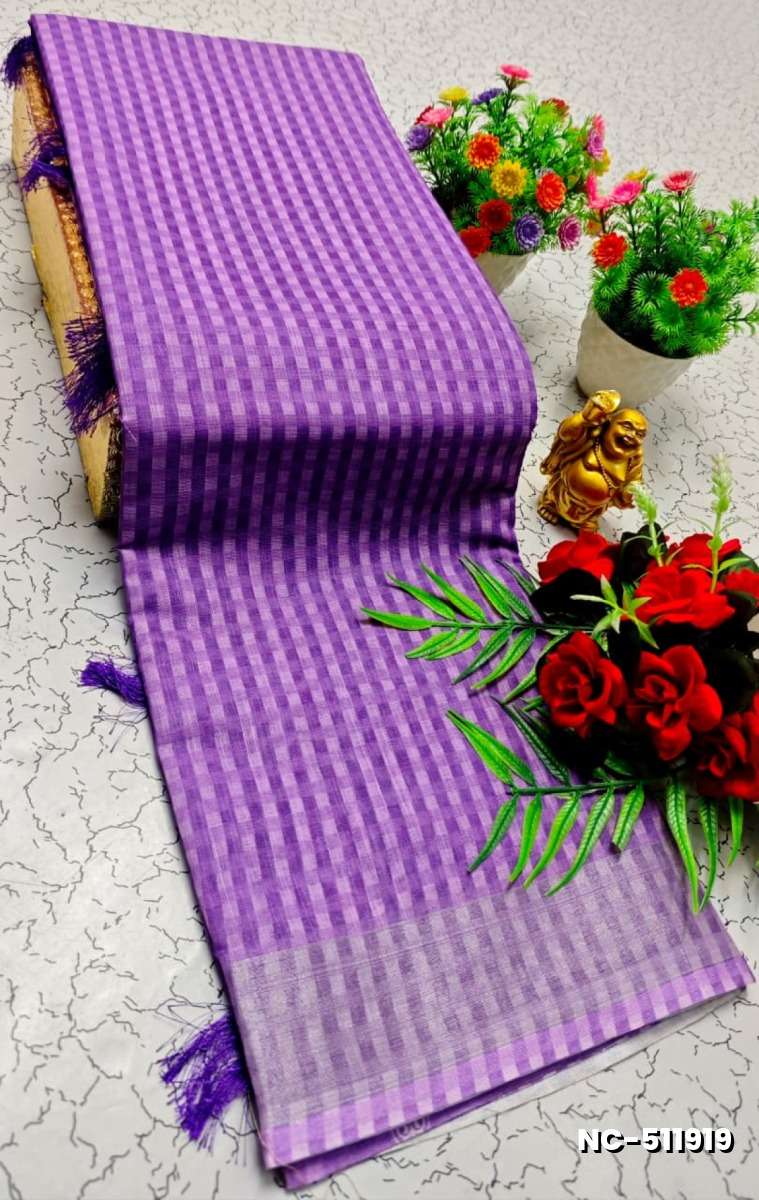 Nayanthara Inspired Checked Sarees with multiple colors - LEVENDOR