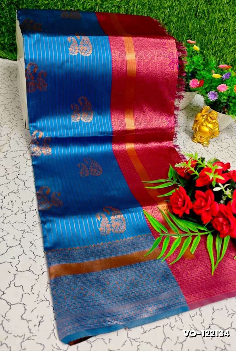 Traditional vaira oosi silk saree - perfect for weddings & festivals - PEACOCK BLUE (1)