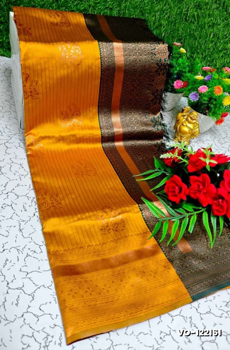 Traditional vaira oosi silk saree - perfect for weddings & festivals - YELLOW COLOR