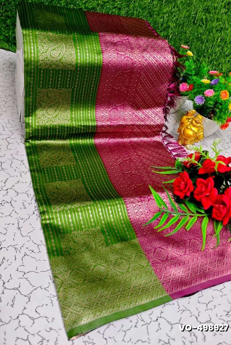 Traditional vaira oosi silk saree - perfect for weddings & festivals - MEHENDHI GREEN